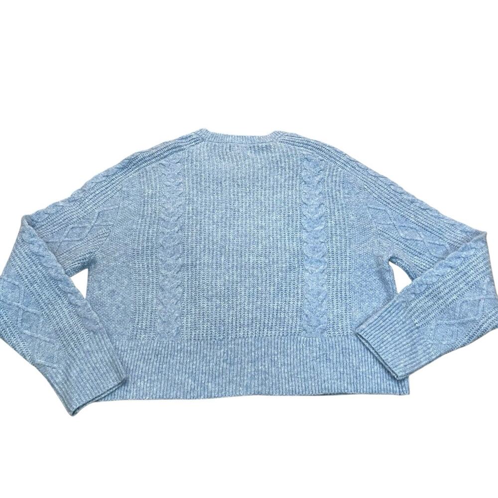Universal Thread Cable Knit Sweater Medium Blue Crew Neck Pullover Soft Cozy - Picture 3 of 8